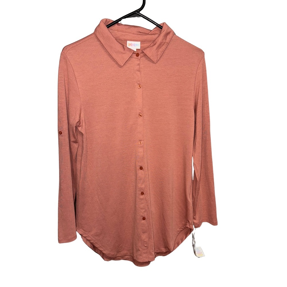 5️⃣LuLaRoe Rosewood Valentia Collared Button-Front Tunic Top |Soft Stretch Small